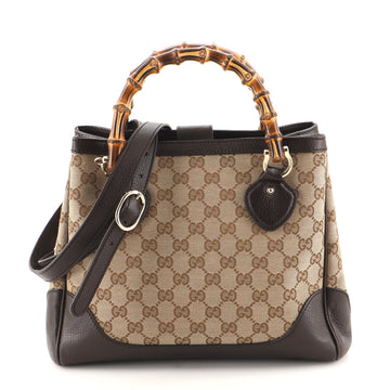 Gucci Diana Bamboo Top Handle Tote GG Canvas Small