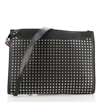 Christian Louboutin Skypouch Wristlet Clutch Spiked Leather