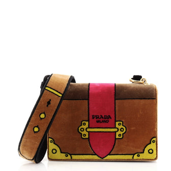Prada Cahier Crossbody Bag Printed Velvet Small