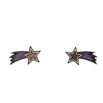 Chanel CC Shooting Star Stud Earrings Glitter Resin with Crystals