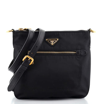 Prada Front Pocket Messenger Bag Tessuto with Leather