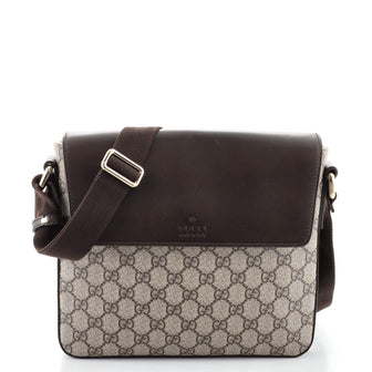 Gucci Flap Messenger Bag GG Coated Canvas with Leather Medium