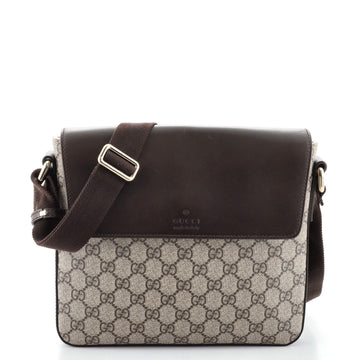 Gucci Flap Messenger Bag GG Coated Canvas with Leather Medium