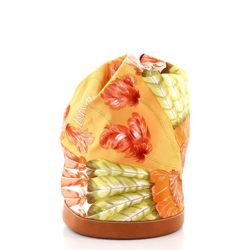 Hermes Soie Cool Handbag Printed Silk and Calfskin Medium