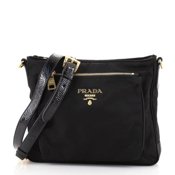 Prada Front Pocket Messenger Bag Tessuto with Patent