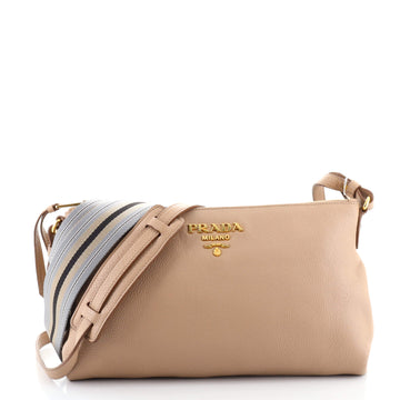 Prada Dual Strap Flat Crossbody Bag Vitello Daino Medium