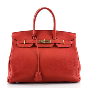 Hermes Birkin Handbag Red Togo with Gold Hardware 35