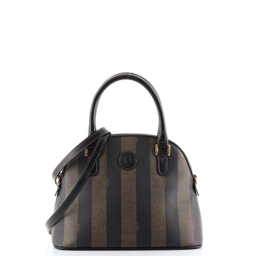 Fendi Vintage Dome Satchel Pequin Coated Canvas Medium