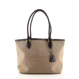 Prada Logo Open Tote Canvas Medium