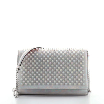 Christian Louboutin Paloma Clutch Spiked Holographic Leather