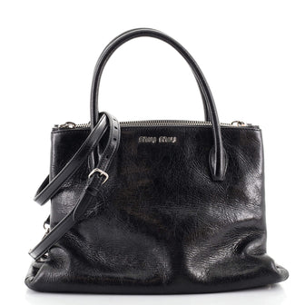 Miu Miu Madras Convertible Tote Vitello Shine Medium