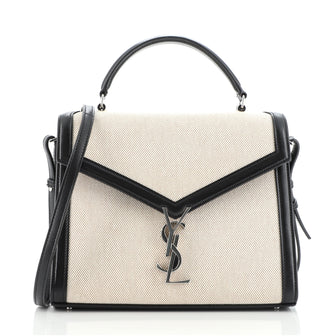 Saint Laurent Cassandra Top Handle Bag Canvas with Leather Medium