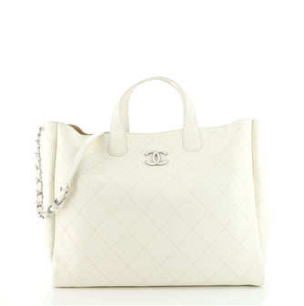 Chanel Covered CC Shopping Tote Stitched Caviar Large