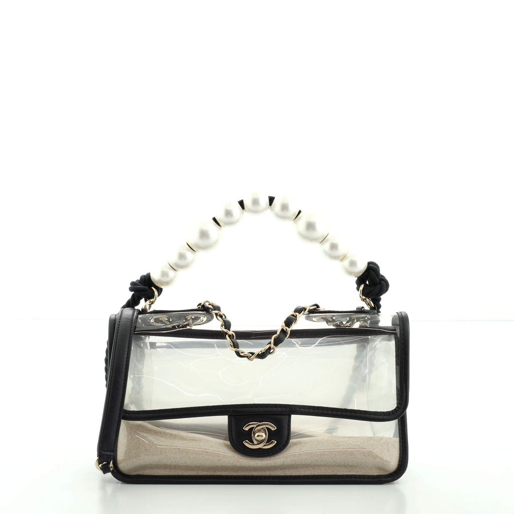 Chanel Sand By The Sea Flap Bag Pearl PVC Clear –