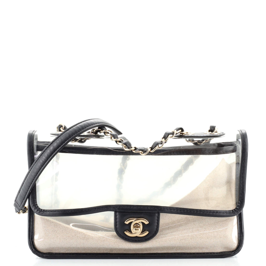 Chanel Sand By The Sea Flap Bag PVC with Lambskin Medium Black 87720113