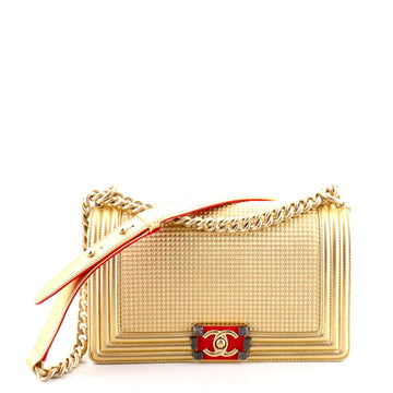 Chanel Boy Flap Bag Cube Embossed Lambskin Old Medium