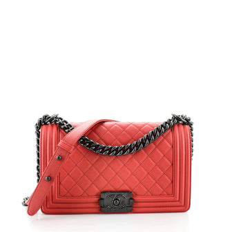 Chanel Boy Flap Bag Quilted Lambskin Old Medium