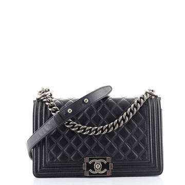 Chanel Boy Flap Bag Quilted Lambskin Old Medium