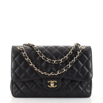 Chanel Classic Double Flap Bag Quilted Caviar Jumbo