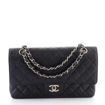 Chanel Vintage Classic Double Flap Bag Quilted Caviar Medium