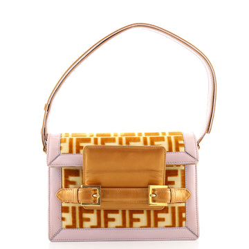 Fendi Vintage Fendi Belted Flap Shoulder Bag Zucca Velvet and Leather