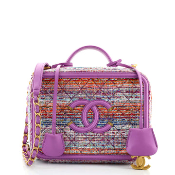 Chanel Filigree Vanity Case Quilted Tweed Medium