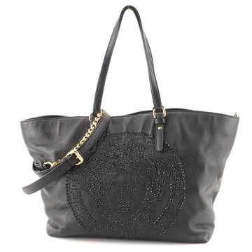 Versace Vintage Medusa Convertible Satchel Crystal Embellished Leather