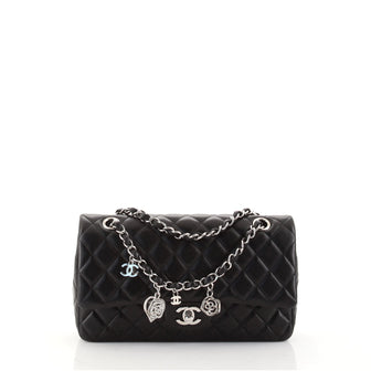 Chanel Valentine Crystal Hearts Flap Bag Quilted Lambskin Medium