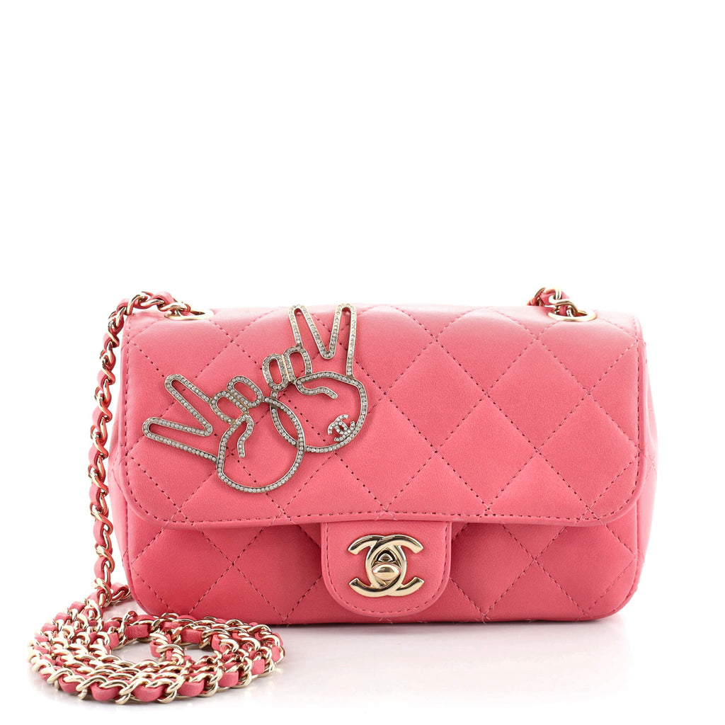Chanel Emoticon Classic Single Flap Bag Quilted Lambskin Extra Mini Pink  8772072