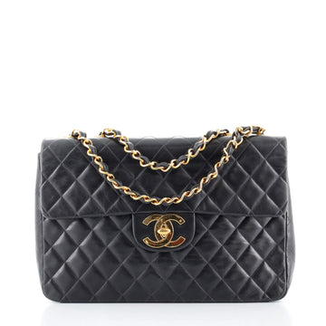 Chanel Vintage Classic Single Flap Bag Quilted Lambskin Jumbo