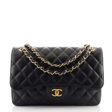 Chanel Classic Double Flap Bag Quilted Caviar Jumbo