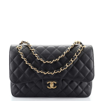 Chanel Classic Double Flap Bag Quilted Caviar Jumbo
