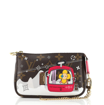 Louis Vuitton Pochette Accessoires Limited Edition Vivienne Xmas Monogram Canvas Mini
