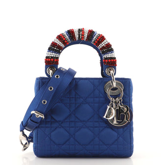 Christian Dior Lady Dior Bag Beaded Cannage Quilt Satin Mini