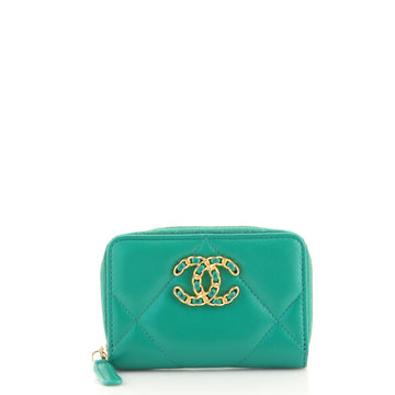 Chanel 19 Zip Coin Purse Quilted Goatskin