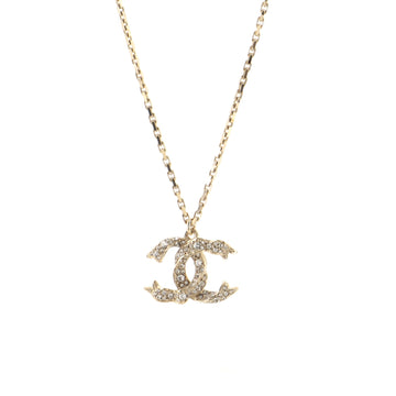 Chanel Twisted CC Pendant Necklace Crystal Embellished Metal and Faux Pearl