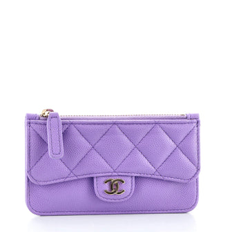 Chanel Flap Zip Card Holder Quilted Caviar