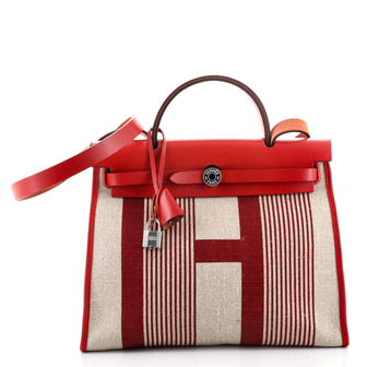 Hermes H Vibration Herbag Zip Printed Toile and Leather 31