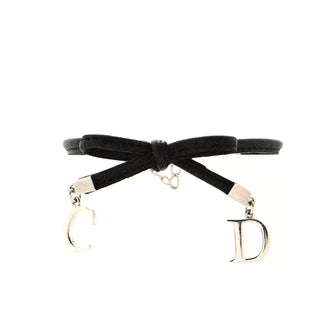 Christian Dior Vintage CD Bow Bracelet Metal and Leather