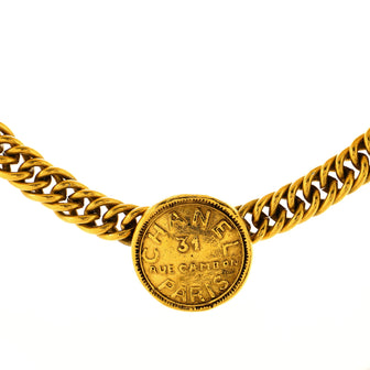 Chanel Vintage CC Medallion Chain Choker Necklace Metal