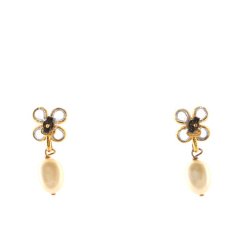 Chanel Flower Drop Earring Earrings Metal with Faux Pearl and Cabochon