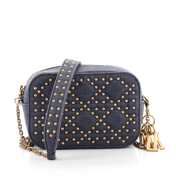 Christian Dior Lady Dior Camera Bag Cannage Studded Denim