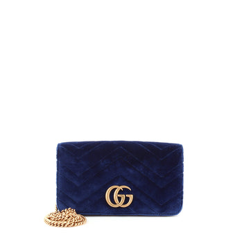 Gucci GG Marmont Chain Flap Bag Matelasse Velvet Mini