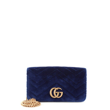 Gucci GG Marmont Chain Flap Bag Matelasse Velvet Mini