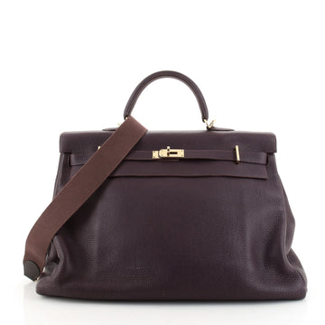 Hermes Kelly Travel Handbag Clemence 50