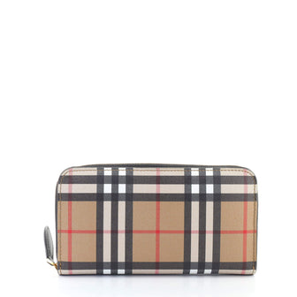 Burberry Zip Around Wallet Vintage Check Canvas