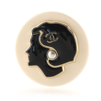 Chanel Coco Chanel Profile Brooch Resin with Metal and Faux Pearl