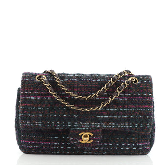 Chanel Classic Double Flap Bag Quilted Multicolor Tweed Medium
