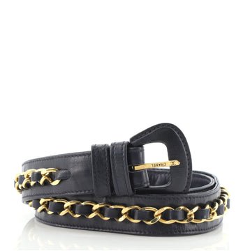 Chanel Vintage Buckle Chain Belt Leather and Metal