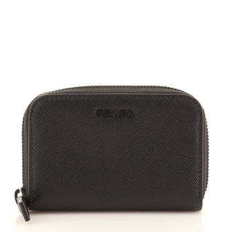 Prada Monochrome Zip Around Wallet Saffiano Leather Compact